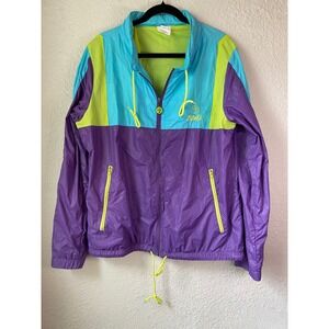 Zumba XXLarge Jacket Windbreaker Purple Teal Yellow Lightweight Athletic